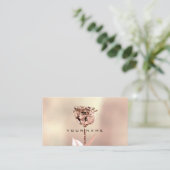 メイクアップアーティストスタイリスト銅バラ金ゴールドピンクQRCODE 名刺 (スタンド正面)