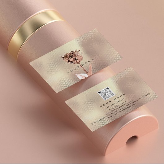 メイクアップアーティストスタイリスト銅バラ金ゴールドピンクQRCODE 名刺