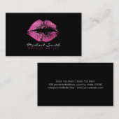 メイクアップアーティストスタイリッシュピンクグリッター 名刺 (正面/裏面)