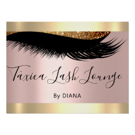 メイクアップアーティストスタジオまつげ拡張ピンク ポスター