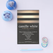 メイクアップアーティストストライプ金ゴールドスタイリッシュ美しいサロン チラシ (シングル)