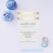 メイクアップアーティストストライプ金ゴールドスタイリッシュ美しいサロン チラシ (シングル)