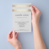 メイクアップアーティストストライプ金ゴールドスタイリッシュ美しいサロン チラシ (ハンドル)