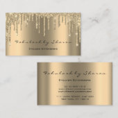 メイクアップアーティストスパまばたきグリッタードリップセピア金ゴールド 名刺 (正面/裏面)