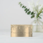 メイクアップアーティストスパまばたきグリッタードリップセピア金ゴールド 名刺 (スタンド正面)