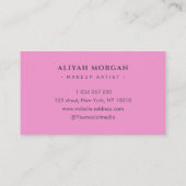 メイクアップアーティストタイポグラフィグリッターピンクスパリー 名刺 (裏面)