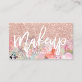 メイクアップアーティストタイポグラフィバラ金ゴールドグリッターフローラ 名刺 (正面)