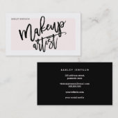 メイクアップアーティストタイポグラフィモダン赤面ピンク 名刺 (正面/裏面)