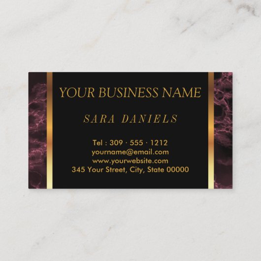 メイクアップアーティストダスティバラと黒大理石 名刺 (裏面)