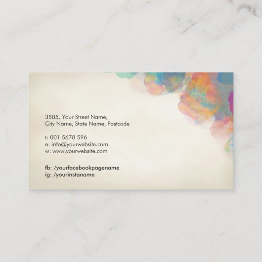 メイクアップアーティストツールパレット 名刺 (裏面)