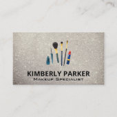 メイクアップアーティストツール |グリッター背景 名刺 (正面)