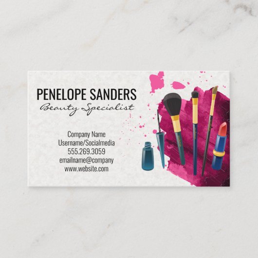 メイクアップアーティストツール | ブラシストローク 名刺 (正面)