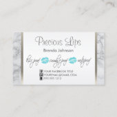 メイクアップアーティストティール(緑がかった色)の唇とグレー大理石 名刺 (裏面)