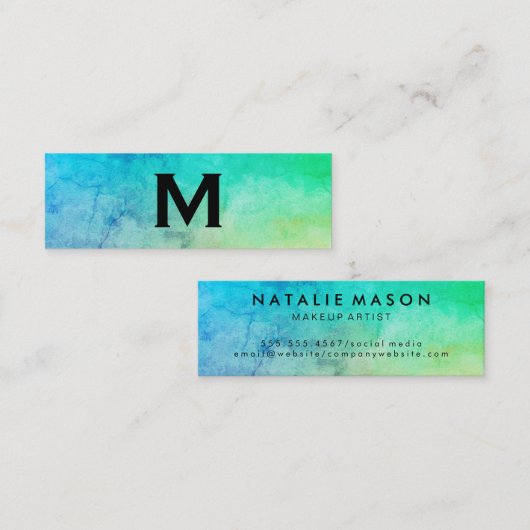 メイクアップアーティストテクスチャウォーターカラーモノグラム スキニー名刺 (正面/裏面)
