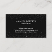 メイクアップアーティストトレンディーブラックグリッターレッドリップサロン 名刺 (裏面)