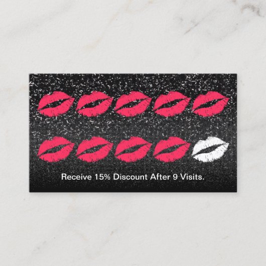 メイクアップアーティストトレンディーブラックグリッターロイヤリティパンチ ロイヤリティカード (正面)