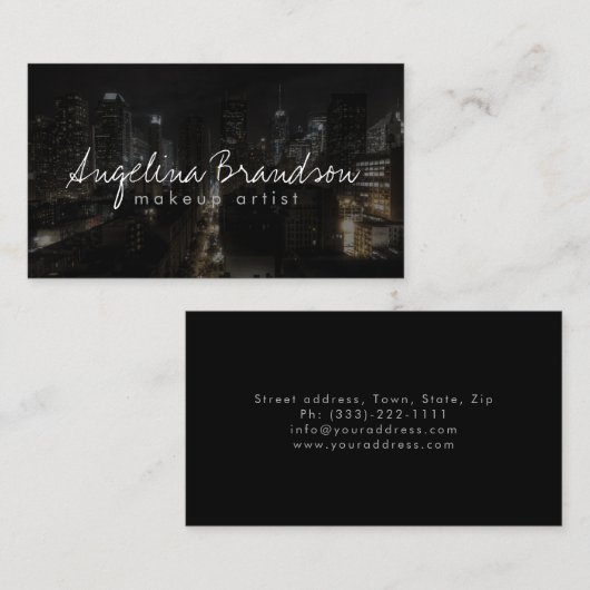メイクアップアーティストナイトシティフォトファッションカード 名刺 (正面/裏面)