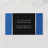 メイクアップアーティストネイビーブルーグリッターリップモダンサロン 名刺 (裏面)