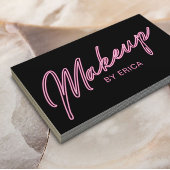 メイクアップアーティストネオンピンクタイポグラフィ美しいサロン 名刺