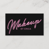 メイクアップアーティストネオンピンクタイポグラフィ美しいサロン 名刺 (正面)