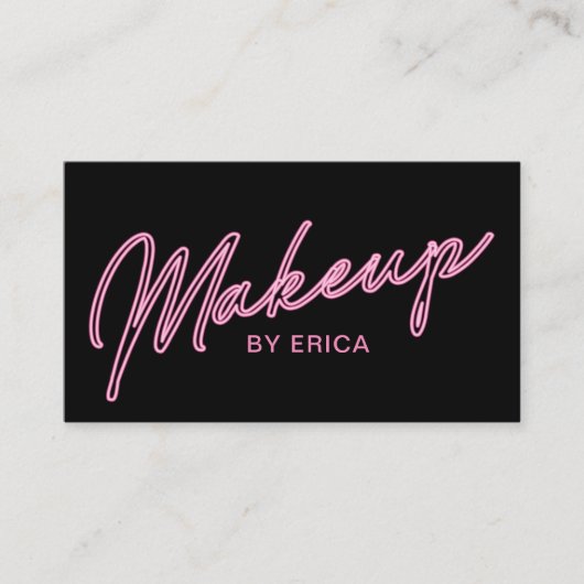 メイクアップアーティストネオンピンクタイポグラフィ美しいサロン 名刺 (正面)