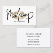 メイクアップアーティストハンドレタリング金ゴールドキスミニマリスト 名刺 (正面/裏面)