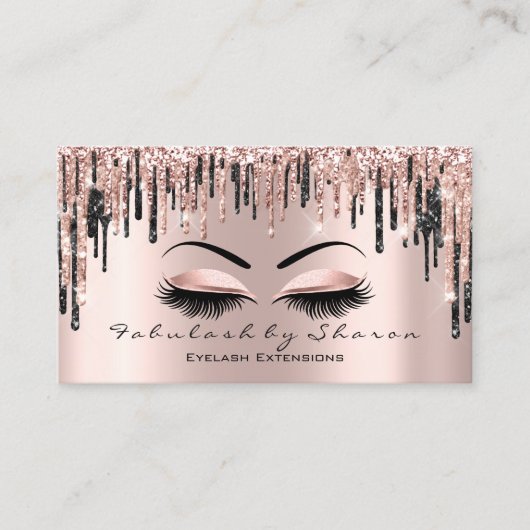 メイクアップアーティストハートラッシュグリッタードリップバラブローズ 名刺 (正面)