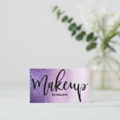 メイクアップアーティストバイオレット薄紫パープルトリプルグリッター 名刺 (スタンド正面)