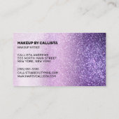 メイクアップアーティストバイオレット薄紫パープルトリプルグリッター 名刺 (裏面)