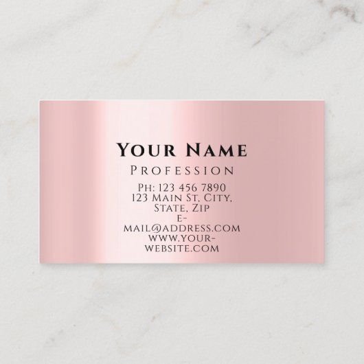 メイクアップアーティストバラキスリップピンクグリッター 名刺 (裏面)