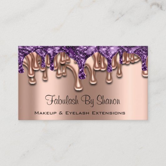 メイクアップアーティストバラパープルドリップス爪、 ネイルサロン 名刺 (正面)