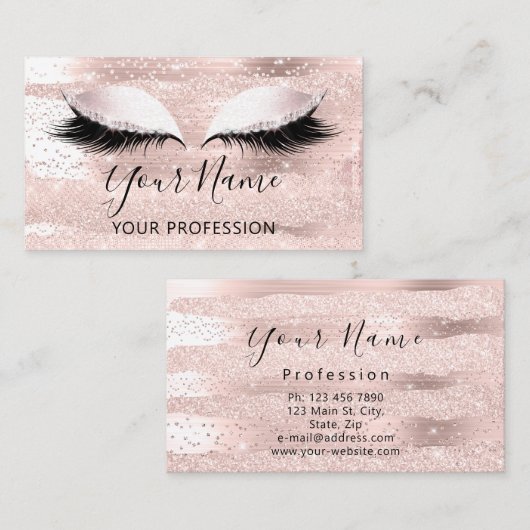 メイクアップアーティストバラ美容師まつ毛VIP 名刺 (正面/裏面)