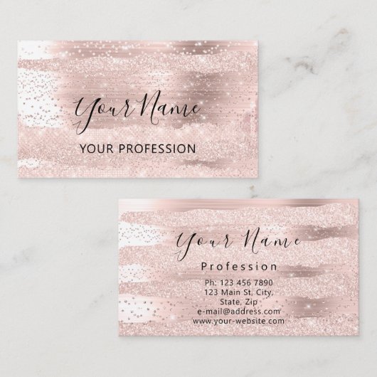メイクアップアーティストバラ美容師紙吹雪ストローク 名刺 (正面/裏面)