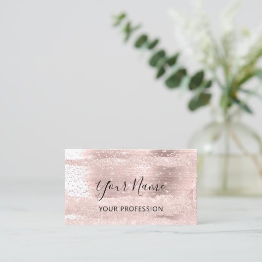 メイクアップアーティストバラ美容師紙吹雪ストローク 名刺 (スタンド正面)