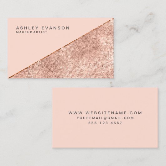 メイクアップアーティストバラ金ゴールドきらめく エレガント 名刺 (正面/裏面)