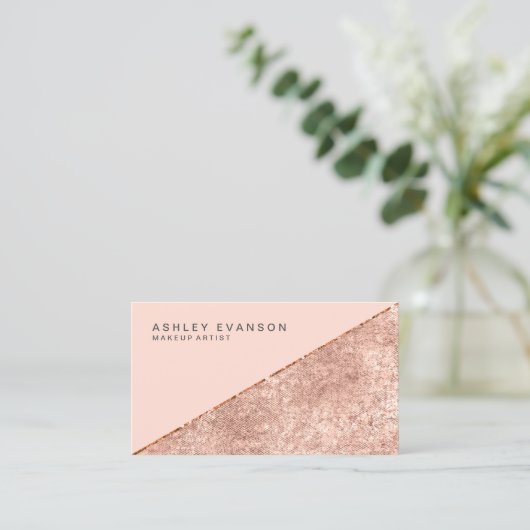 メイクアップアーティストバラ金ゴールドきらめく エレガント 名刺 (スタンド正面)