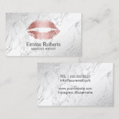 メイクアップアーティストバラ金ゴールドエレガントリップマーブルサロン 名刺 (正面/裏面)