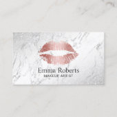 メイクアップアーティストバラ金ゴールドエレガントリップマーブルサロン 名刺 (正面)