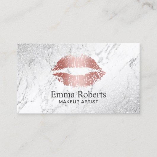 メイクアップアーティストバラ金ゴールドエレガントリップマーブルサロン 名刺 (正面)