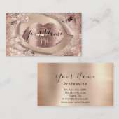 メイクアップアーティストバラ金ゴールドキスリップグリッター 名刺 (正面/裏面)