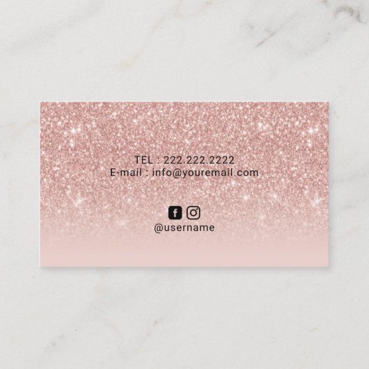 メイクアップアーティストバラ金ゴールドグリッターエレガント署名 名刺 (裏面)
