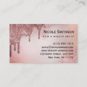 メイクアップアーティストバラ金ゴールドグリッターグラムビジネスカード 名刺 (裏面)