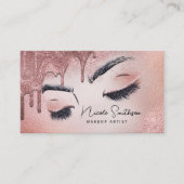 メイクアップアーティストバラ金ゴールドグリッターグラムビジネスカード 名刺 (正面)