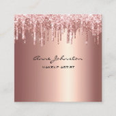 メイクアップアーティストバラ金ゴールドグリッタードリップスパークル スクエア名刺 (正面)