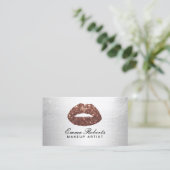 メイクアップアーティストバラ金ゴールドグリッターリップモダンシルバー 名刺 (スタンド正面)