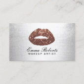 メイクアップアーティストバラ金ゴールドグリッターリップモダンシルバー 名刺 (正面)