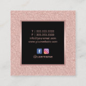 メイクアップアーティストバラ金ゴールドグリッターリップ美しいサロン スクエア名刺 (裏面)