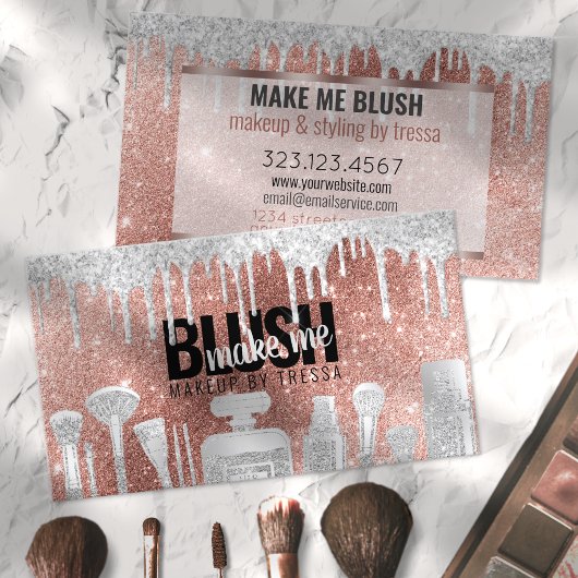 メイクアップアーティストバラ金ゴールドグリッター+プラチナードリップ 名刺
