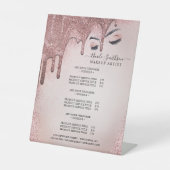 メイクアップアーティストバラ金ゴールドグリッターGLAMサービスリスト 台座サイン (正面)