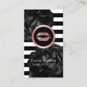 メイクアップアーティストバラ金ゴールドストライプリップフローラ 名刺 (正面)